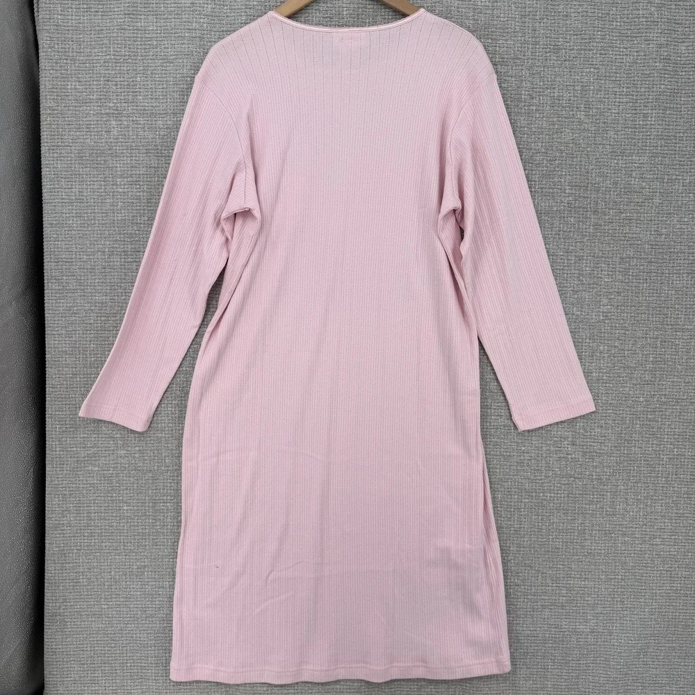 Vtg Talbots Dress Womens M Pink Floral Shift Midi Embroidered Cottagecore Cotton